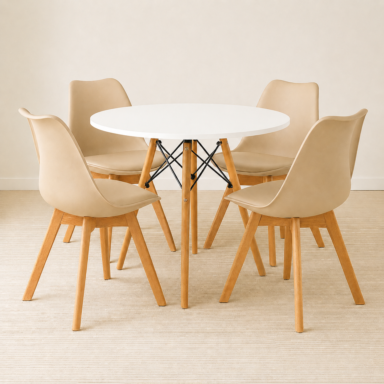 Comedor Moderno 4 Puestos Tipo Eames + Silla Emma Premium