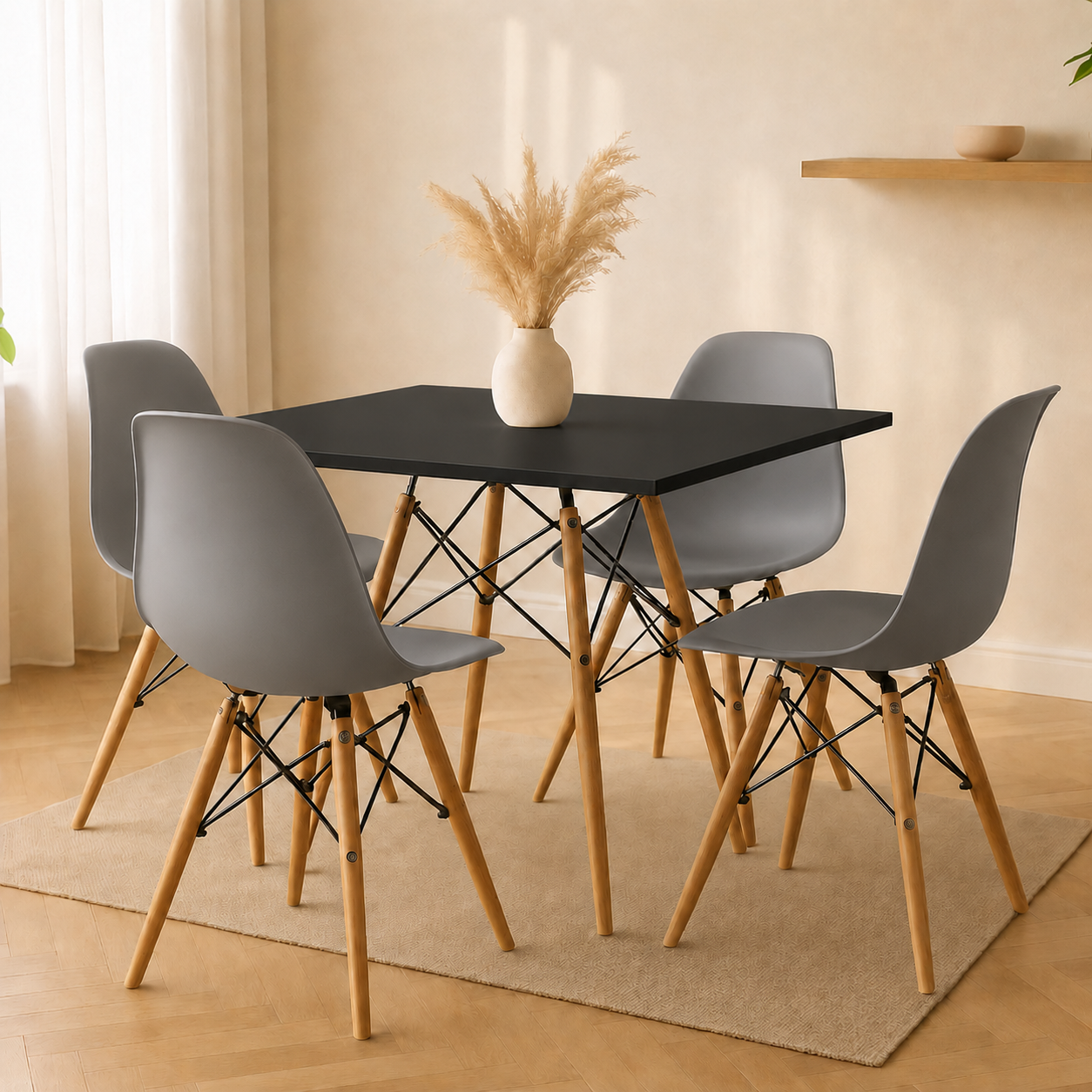 Comedor Minimalista mesa cuadrada Eames Premium