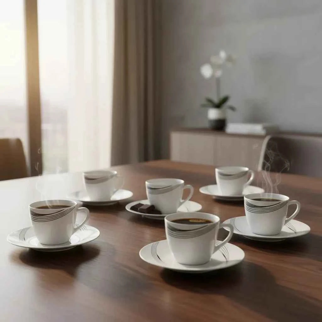 Juego de pocillos y platos para café, restaurante, cafetería y hogar