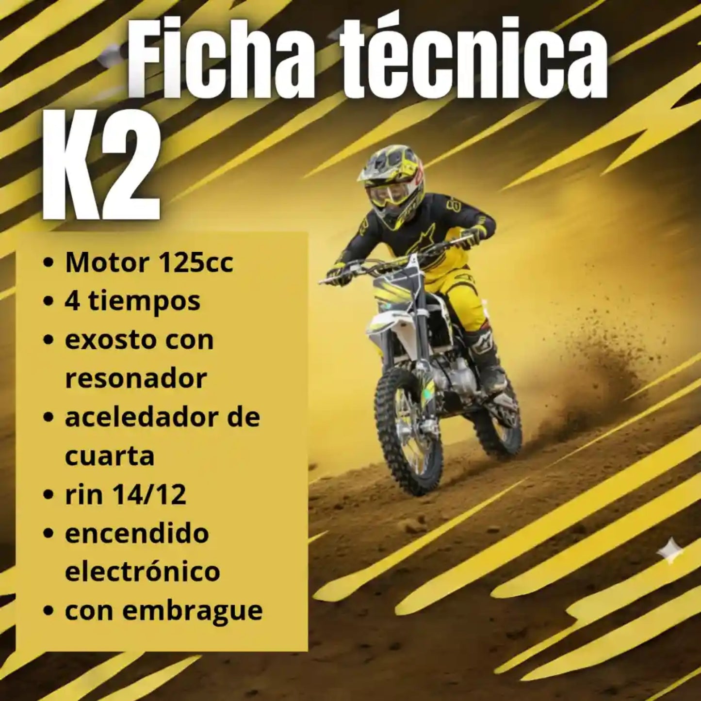 Moto Motocross Gasolina K2 14/12 125cc Rin 14/12