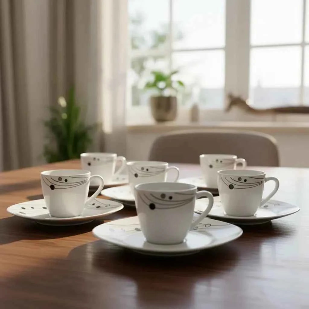 Juego de tazas pequeñas con platos para mesa, café y decoración del hogar