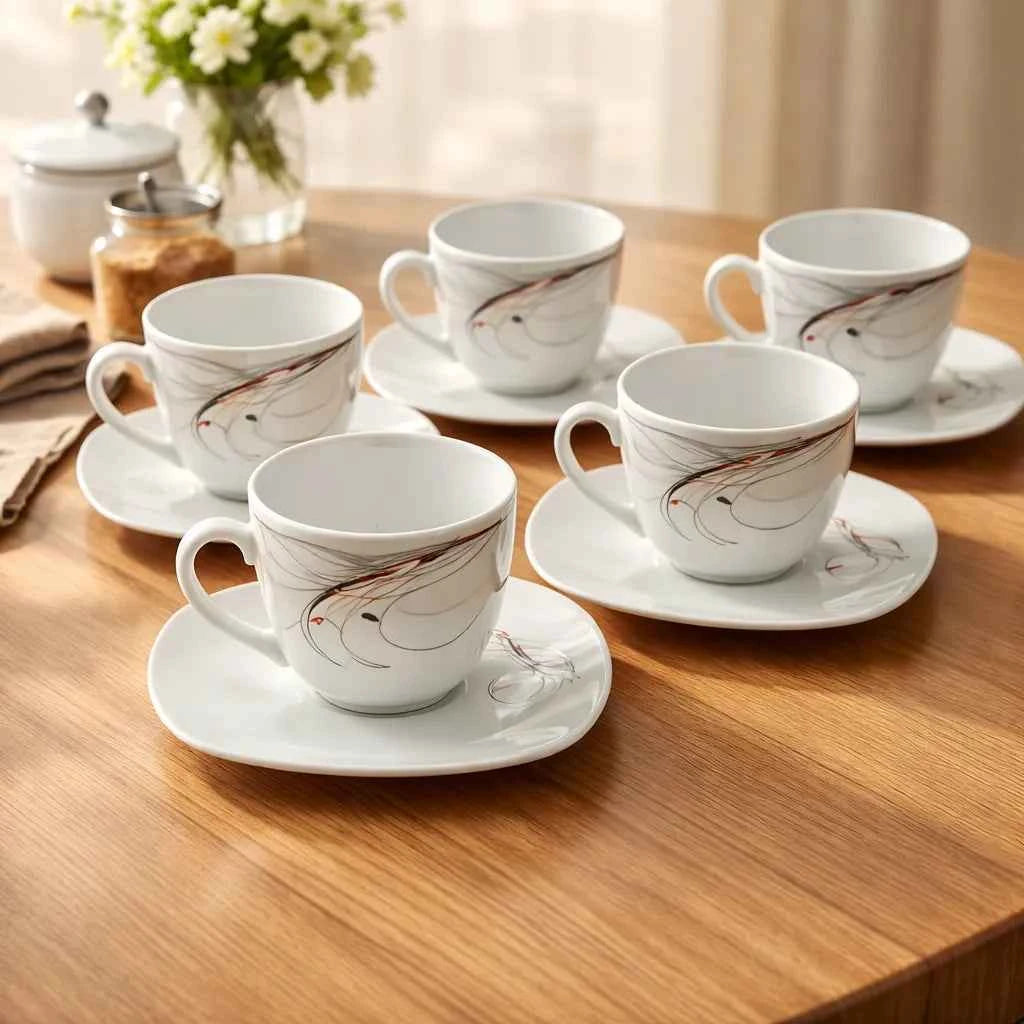 Pocillos con platos cuadrados para desayuno, visitas y servicio en casa