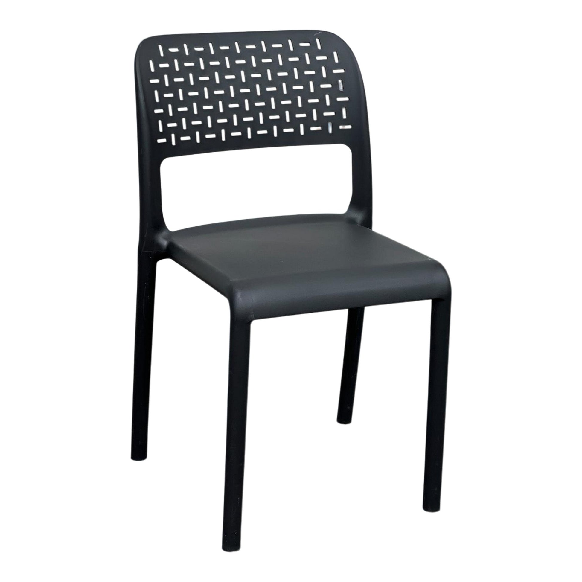 Silla ergonómica con respaldo calado negra para comedor, terraza y restaurante